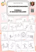 Vorschau - Arbeitsblätter - Kunstunterricht: Einlinienzeichnung Fußball 19 Vorlagen #weltmeisterlichematerialien2026 - Deckblatt