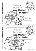 Vorschau - Arbeitsblätter - Druckschrift & Grundschrift üben im Herbst: Miniheft / Abschreibheft (auch für verbundene Grundschrift) - Seite 1