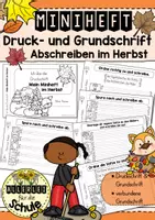 Vorschau - Arbeitsblätter - Druckschrift & Grundschrift üben im Herbst: Miniheft / Abschreibheft (auch für verbundene Grundschrift) - Deckblatt