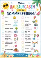 Vorschau - Arbeitsblätter - Sommerferien-Hausaufgaben – Bunte Ferienliste für Kinder - Deckblatt
