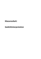 Vorschau - Klassenarbeiten - Klassenarbeit Gedichtinterpretation - Liebeslyrik Sturm und Drang - Deckblatt