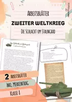 Vorschau - Arbeitsblätter - Die Schlacht um Stalingrad | 2 Arbeitsblätter mit abwechslungsreichen Aufgaben | inkl. Merkeintrag | Zweiter Weltkrieg | Klasse 8 - Deckblatt