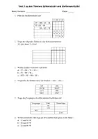 Vorschau - Arbeitsblätter - Test 2 zum Thema Stellenwerttafel und Zahlenstrahl - Deckblatt