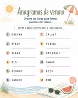 Vorschau - Arbeitsblätter - Spanisch Sommer / Verano – Anagramme & Wortschatzrätsel für den Spanischunterricht zum Schuljahresende - Seite 1