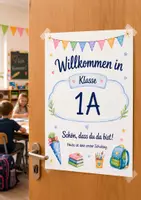 Vorschau - Arbeitsblätter - Willkommensgruß 1. Schultag Klasse 1 | Brief Erstklässler | Willkommensschild Einschulung | Klassenschild Schulanfang Grundschule - Seite 1
