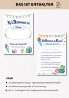 Vorschau - Arbeitsblätter - Willkommensgruß 1. Schultag Klasse 1 | Brief Erstklässler | Willkommensschild Einschulung | Klassenschild Schulanfang Grundschule - Seite 2