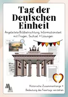 Vorschau - Arbeitsblätter - Komplette Unterrichtsstunde Tag der deutschen Einheit: Bildbetrachtung, Informationstext + Suchsel - Deckblatt
