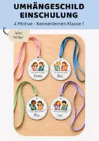 Vorschau - Mal- und Bastelvorlagen - Umhängeschilder Einschulung | Namensschilder Schulanfang Klasse 1 | Kennenlerntag 1 Schultag Einschulung - Deckblatt
