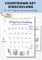 Vorschau - Arbeitsblätter - Countdown Einschulung 3er-Set | 30 14 7 Tage bis zum ersten Schultag | Schulanfang Grundschule 1. Klasse - Deckblatt