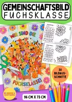 Vorschau - Mal- und Bastelvorlagen - Fuchsklasse Gemeinschaftsbild (Klasse 1-4) – Kooperatives Poster & Ausmalbild für die Grundschule - Deckblatt