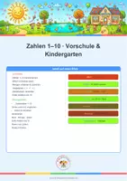 Vorschau - Arbeitsblätter - Zahlen 1-10 Zählen Ordnen Schreiben Vergleichen Muster - Deckblatt