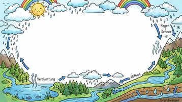 Vorschau - Arbeitsblätter - AB mit Fragen zum Thema "Wasserkreislauf" + Lösungsblatt + Infografik - Seite 1