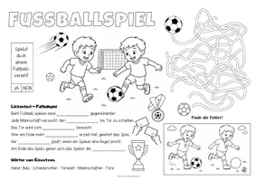 Vorschau - Arbeitsblätter - Spiel- & Rätselmatte "Fußballspiel" | Sachunterricht Grundschule | Fußball | Hobby | Aufgaben für Schnelle | Ich bin fertig Aufgaben | Lückenfüller | WM 2026 - Seite 1