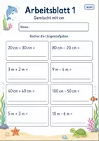 Vorschau - Arbeitsblätter - Plus und Minus mit Längen | Mathematik Klasse 2 | 7 Arbeitsblätter als PDF - Seite 1