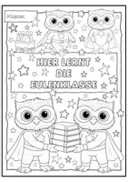 Vorschau - Mal- und Bastelvorlagen - Kooperatives Poster Eulenklasse Gemeinschaftsbild - Seite 1