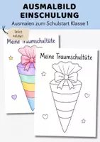 Vorschau - Mal- und Bastelvorlagen - Ausmalbild Einschulung Klasse 1 | Ausmalen kostenlos | Schulanfang Grundschule - Seite 3