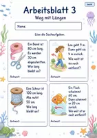 Vorschau - Arbeitsblätter - Sachaufgaben mit Längen | Mathematik Klasse 2 | 7 Arbeitsblätter als PDF - Seite 3
