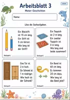 Vorschau - Arbeitsblätter - Meter Zentimeter Sachaufgaben | Mathematik Klasse 2 | 7 Arbeitsblätter als PDF - Seite 3