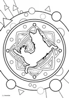 Vorschau - Mal- und Bastelvorlagen - Husky-Mandala zum Ausmalen 3 – Ausmalbild für Hundefans 🐺 - Seite 1