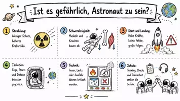 Vorschau - Arbeitsblätter - Arbeitsblätter zum Thema "Ist es gefährlich, Astronaut zu sein?" (Lückentext, Hörverstehen) + Lösung & MP3 + Mindmap + Infografik - Seite 1