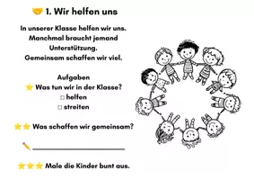 Vorschau - Stundenentwürfe - Lese-Ausmal-Mappe „Gemeinsam stark“ – Freundschaft, Respekt & Zusammenhalt - Seite 1