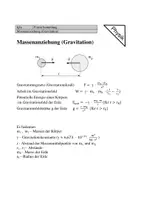Vorschau - Arbeitsblätter - Formelsammlung Massenanziehung (Gravitation) - Deckblatt