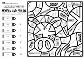 Vorschau - Arbeitsblätter - Malen nach Zahlen – Mengen & Zahlen bis 10 und 20 | Mathematik Grundschule - Seite 3