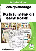 Vorschau - Anderer Materialtyp - Zeugnisbeilage „Du bist mehr als deine Noten“ – Eulenklasse | Weisheit, Neugier & wertschätzender Schulabschluss - Deckblatt