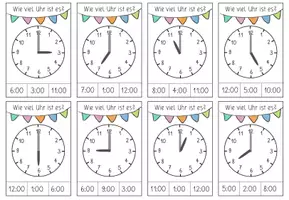Vorschau - Spiele - Die Uhr: Klammerkarten zu vollen, halben und Viertelstunden - Seite 1