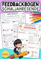 Vorschau - Arbeitsblätter - Feedbackbogen zum Schuljahresende: Schülerfeedback für Lehrkräfte in der Grundschule (Reflexion & Abschied) Klasse 3 4 5 6 - Deckblatt