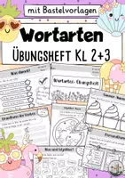 Vorschau - Arbeitsblätter - Deutsch Klasse 2 + 3: Wortarten Wiederholungsheft. Ferienheft für die Sommerferien. Differenziert. Übungsheft - Deckblatt