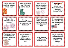Vorschau - Interaktives Material - 4th of July – Conversation Cards mit Differenzierung 🇺🇸 - Seite 1