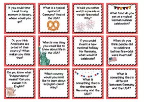 Vorschau - Interaktives Material - 4th of July – Conversation Cards mit Differenzierung 🇺🇸 - Seite 3
