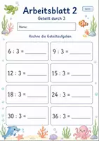 Vorschau - Arbeitsblätter - Division und Geteiltaufgaben Klasse 2 | Materialpaket | 20 PDFs mit 140 Arbeitsblättern - Seite 3