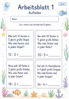 Vorschau - Arbeitsblätter - Aufteilen und Verteilen | Mathematik Klasse 2 | 7 Arbeitsblätter als PDF - Seite 1