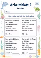 Vorschau - Arbeitsblätter - Aufteilen und Verteilen | Mathematik Klasse 2 | 7 Arbeitsblätter als PDF - Seite 2