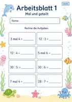 Vorschau - Arbeitsblätter - Mal und Geteilt | Mathematik Klasse 2 | 7 Arbeitsblätter als PDF - Seite 1