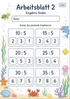 Vorschau - Arbeitsblätter - Geteilt durch 5 | Mathematik Klasse 2 | 7 Arbeitsblätter als PDF - Seite 2