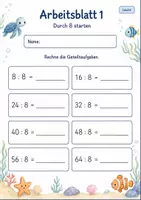 Vorschau - Arbeitsblätter - Geteilt durch 8 | Mathematik Klasse 2 | 7 Arbeitsblätter als PDF - Seite 1