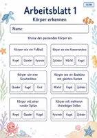 Vorschau - Arbeitsblätter - Geometrische Körper Klasse 2 | Mathematik Klasse 2 | 7 Arbeitsblätter als PDF - Seite 1