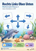 Vorschau - Arbeitsblätter - Rechts Links Oben Unten | Mathematik Klasse 2 | 7 Arbeitsblätter als PDF - Deckblatt