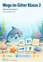 Vorschau - Arbeitsblätter - Wege im Gitter Klasse 2 | Mathematik Klasse 2 | 7 Arbeitsblätter als PDF - Deckblatt