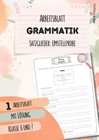 Vorschau - Arbeitsblätter - Umstellprobe | Satzglieder | Arbeitsblatt mit Lösung | Deutsch | Klasse 6 und 7 - Deckblatt