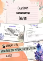 Vorschau - Arbeitsblätter - ESCAPEROOM zu Prismen | 5 Level | inkl. Lösung | Mathematik | Klasse 7 - Deckblatt