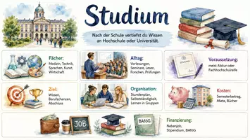 Vorschau - Arbeitsblätter - AB mit Fragen zum Thema "Studium" + Lösungsblatt + Infografik - Seite 3