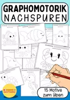 Vorschau - Mal- und Bastelvorlagen - Nachspurübungen Meeresbewohner: Graphomotorik & Feinmotorik trainieren in Vorschule & Kindergarten 1. Klasse (Nachspurvorlagen) - Deckblatt