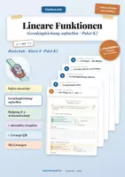 Vorschau - Arbeitsblätter - Lineare Funktionen - Ursprungsgeraden, Geradengleichungen - Klasse 8 - Deckblatt