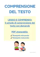 anteprima - Materiale di supporto/inclusione - comprensione del testo 5 schede (min e maiusc) - Pagina 1