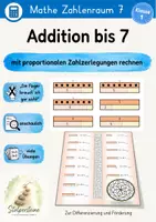 Vorschau - Arbeitsblätter - Addition bis 7, mit proportionalen Zahlzerlegungen rechnen - Deckblatt