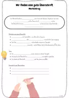 Vorschau - Arbeitsblätter - Überschrift finden | 2 Arbeitsblätter | Inkl. Merkblatt mit Lösung | Aufsatz schreiben | Deutsch | Klasse 7 und 8 - Seite 1